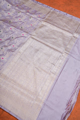 Handloom Kadhua Banarasi Katan Silk Saree - Jaal - Light Violet Minedar Floral