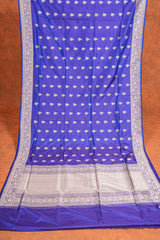 Handloom Kadhua Banarasi Katan Silk Saree - Butidar - Blue Sona Rupa Floral