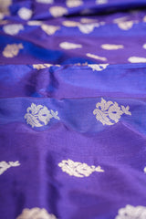 Handloom Kadhua Banarasi Katan Silk Saree - Butidar - Blue Sona Rupa Floral