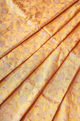 Real Zari Handloom Kadhua Banarasi Katan Silk Saree - Jaangla - Yellow Orange Minakari