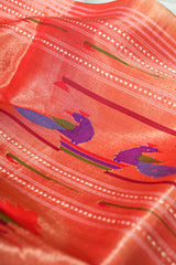 Handloom Paithani Silk Saree - Single Muniya Border Blue