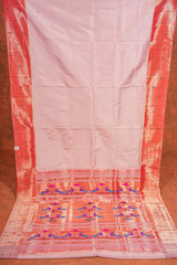 Handloom Paithani Silk Saree - Triple Muniya Peach