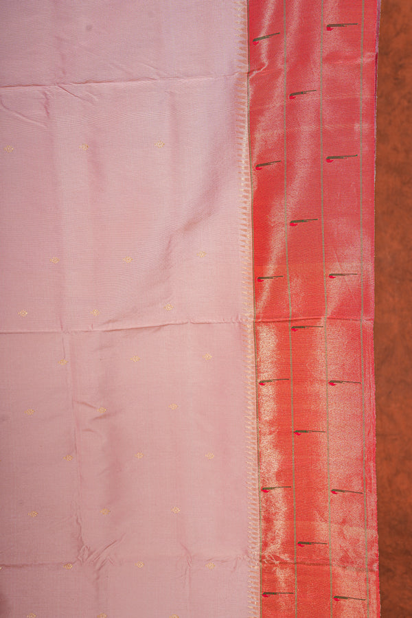 Handloom Paithani Silk Saree - Triple Muniya Peach