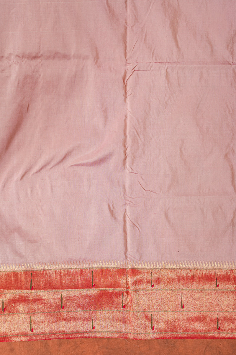 Handloom Paithani Silk Saree - Triple Muniya Peach