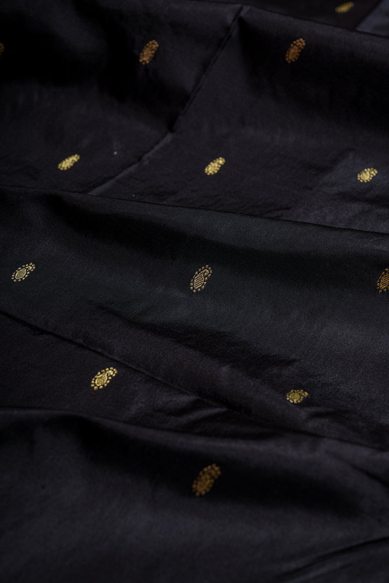 Handloom Paithani Silk Saree - Classic Pallu -  Black