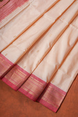 Handloom Paithani Silk Saree - Classic Pallu -  Off White