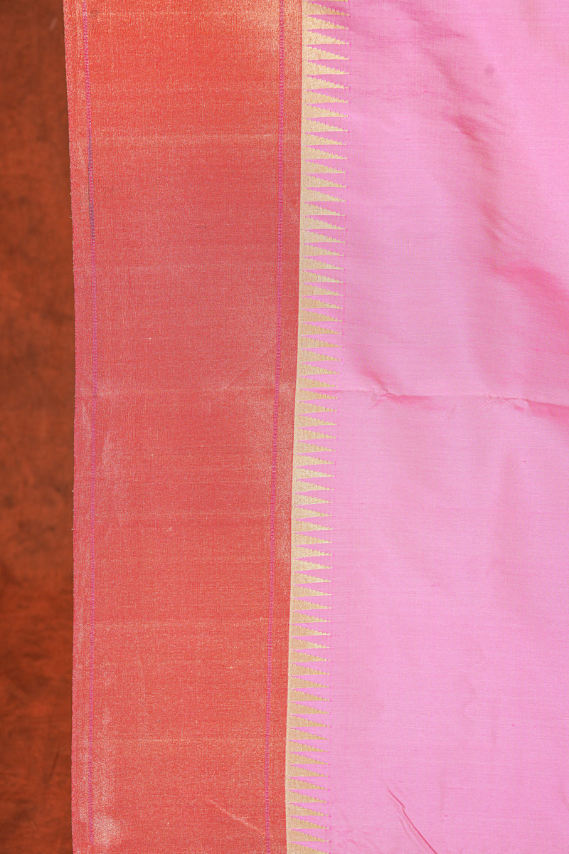 Handloom Paithani Silk Saree - Bangadi Pallu Plain Border