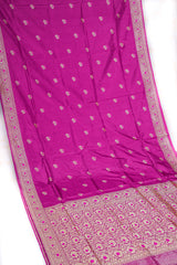 Real Zari Handloom Kadhua Banarasi Katan Silk Saree - Butidar - Purple Minedar