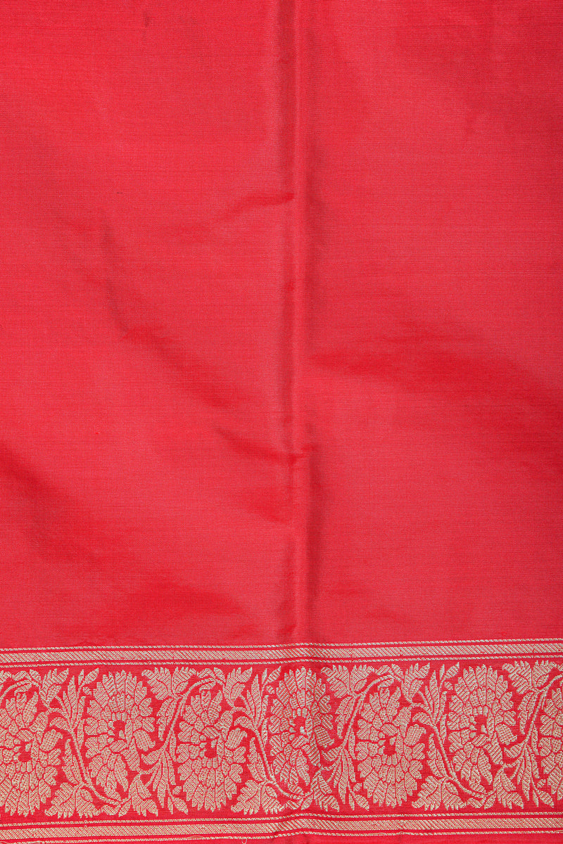 Handloom Kadhua Banarasi Katan Silk Saree - Butidar - Red Sona Rupa Floral