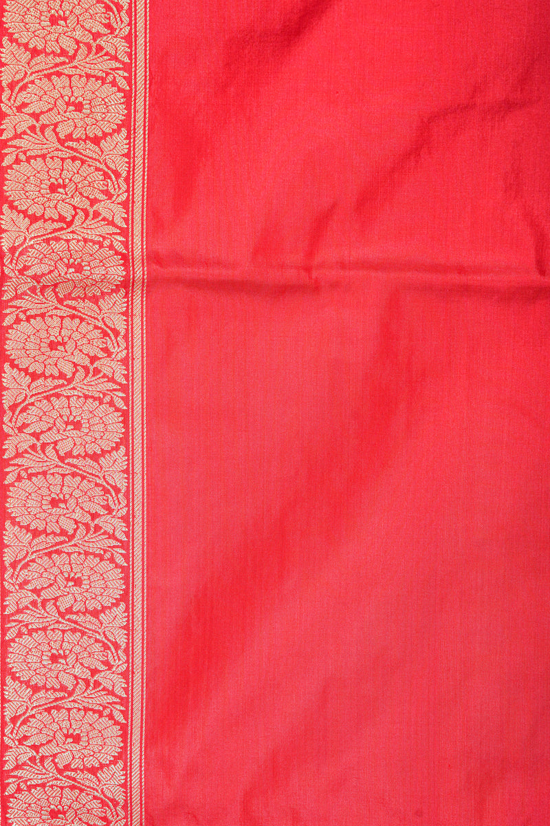 Handloom Kadhua Banarasi Katan Silk Saree - Butidar - Red Sona Rupa Floral