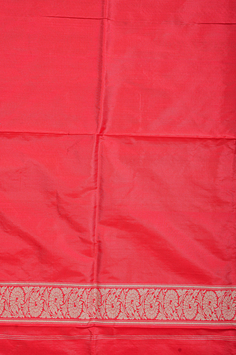 Handloom Kadhua Banarasi Katan Silk Saree - Butidar - Red Sona Rupa Floral