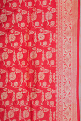 Real Zari Handloom Kadhua Banarasi Katan Silk Saree - Jaangla - Red