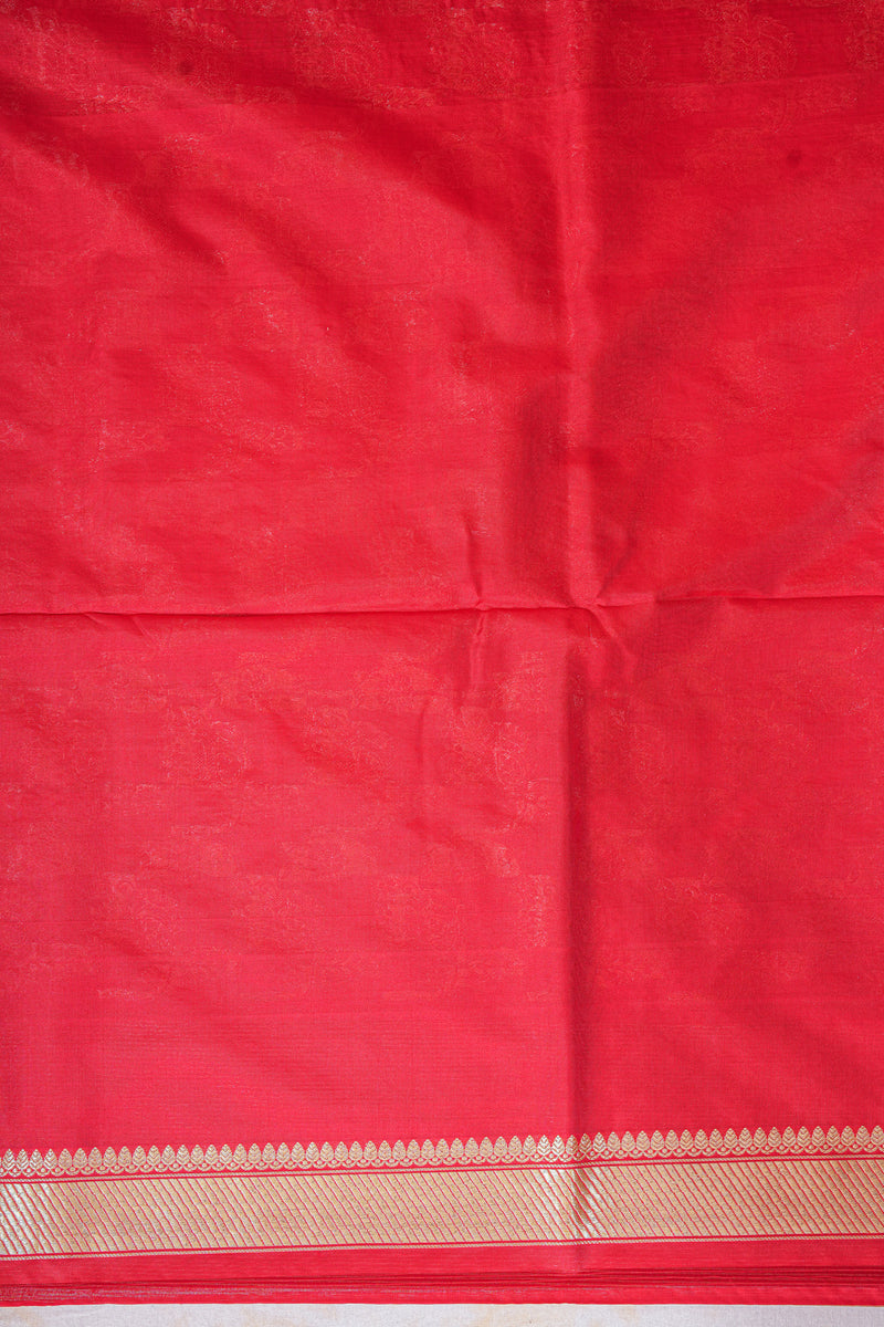 Real Zari Handloom Kadhua Banarasi Katan Silk Saree - Jaangla - Red