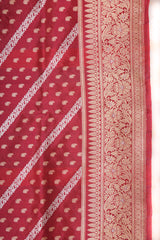 Real Zari Handloom Kadhua Banarasi Katan Silk Saree - Jaangla - Red Sona Rupa