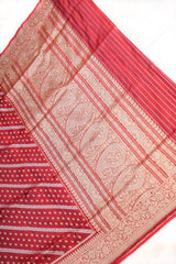 Real Zari Handloom Kadhua Banarasi Katan Silk Saree - Jaangla - Red Sona Rupa