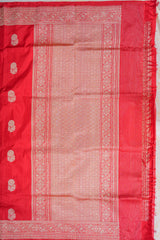 Real Zari Handloom Kadhua Banarasi Katan Silk Saree - Butidar - Red Floral