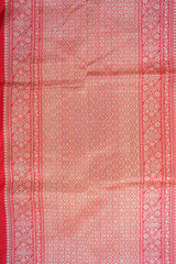 Real Zari Handloom Kadhua Banarasi Katan Silk Saree - Butidar - Red Floral