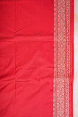 Real Zari Handloom Kadhua Banarasi Katan Silk Saree - Butidar - Red Floral