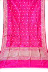 Handloom Kadhua Banarasi Katan Silk Saree - Butidar - Pink Sona Rupa Floral