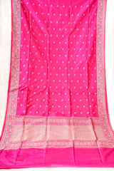 Handloom Kadhua Banarasi Katan Silk Saree - Butidar - Pink Sona Rupa Floral