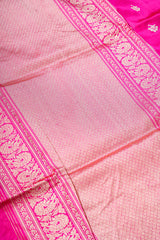 Handloom Kadhua Banarasi Katan Silk Saree - Butidar - Pink Sona Rupa Floral