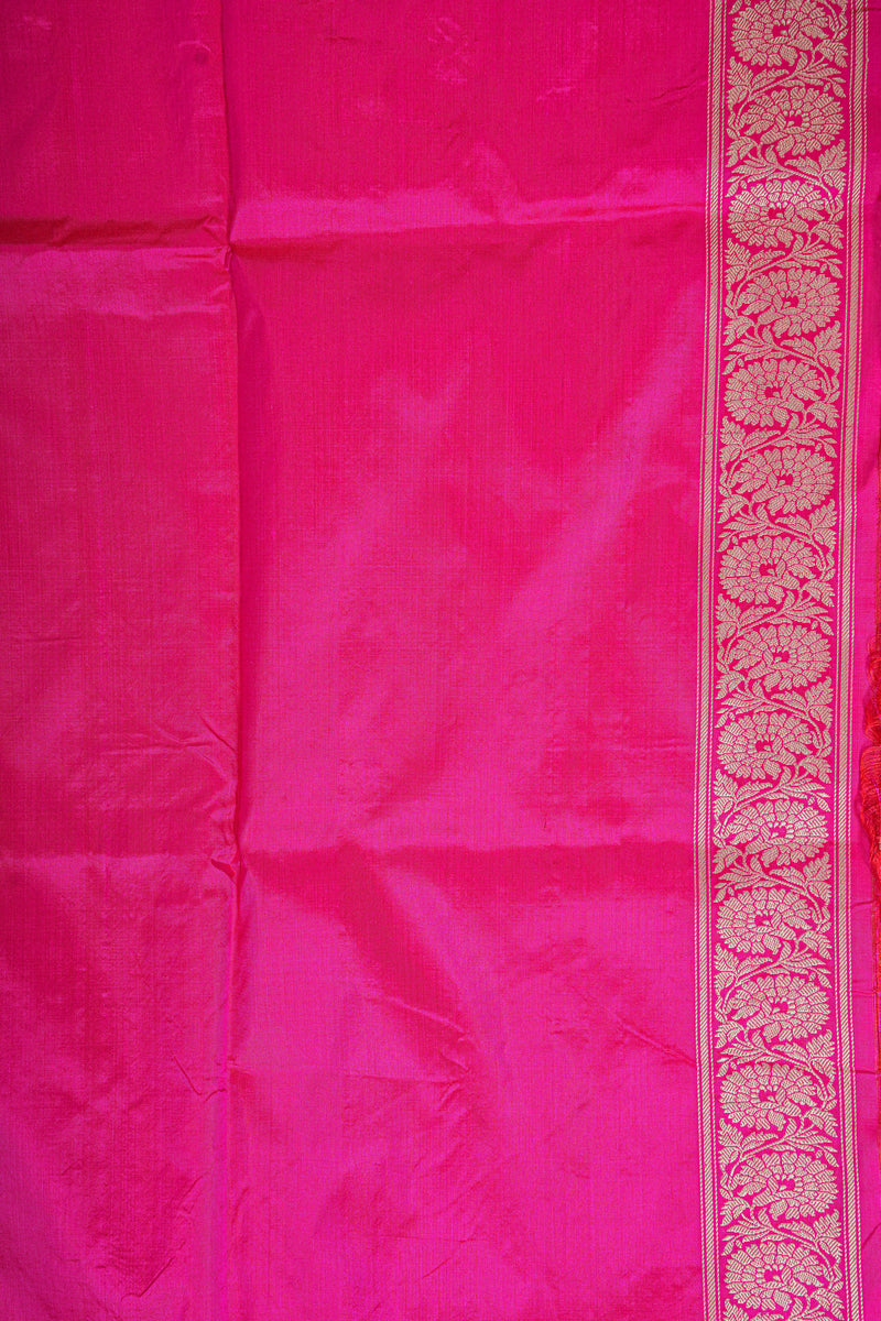 Handloom Kadhua Banarasi Katan Silk Saree - Butidar - Pink Sona Rupa Floral