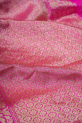 Real Zari Handloom Kadhua Banarasi Katan Silk Saree - Butidar - Hot Floral