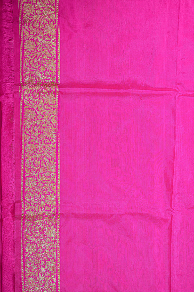 Real Zari Handloom Kadhua Banarasi Katan Silk Saree - Butidar - Hot Floral