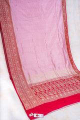 Banarasi Shalu Pastel Pink  Real Zari Saree- Real gold zari