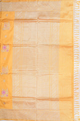 Real Zari Handloom Kadhua Banarasi Katan Silk Saree - Butidar - Yellow Pink Minedar