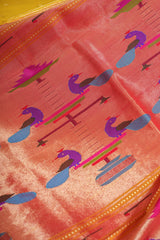 Handloom Paithani Silk Saree - Single Muniya Border Yellow