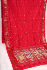 Handloom Paithani Silk Saree - Classic Pallu -  Red