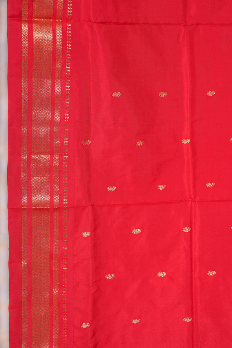 Handloom Paithani Silk Saree - Classic Pallu -  Red