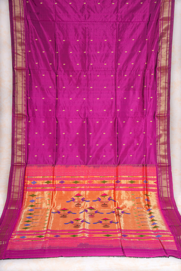 Handloom Paithani Silk Saree - Classic Pallu -  Violet