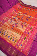 Handloom Paithani Silk Saree - Classic Pallu -  Violet