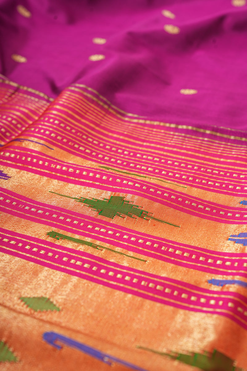 Handloom Paithani Silk Saree - Classic Pallu -  Violet