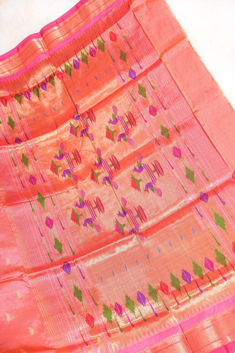 Handloom Paithani Silk Saree - Classic Pallu -  Aboli