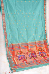 Handloom Paithani Silk Saree - Pastel Blue