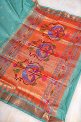 Handloom Paithani Silk Saree - Pastel Blue