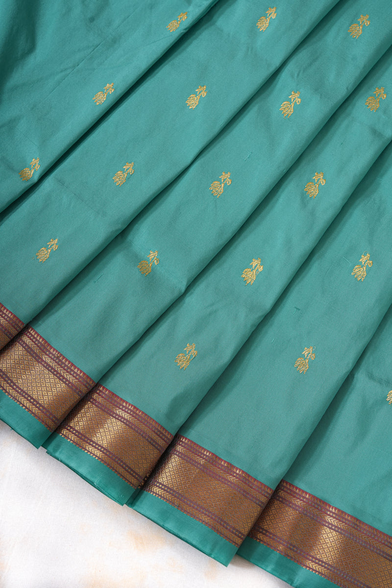 Handloom Paithani Silk Saree - Pastel Blue