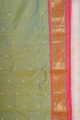 Handloom Paithani Silk Saree - Tawa Pallu - Cyan