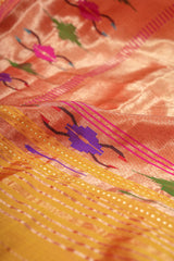 Handloom Paithani Silk Saree - Tawa Pallu - Cyan