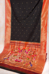 Handloom Paithani Silk Saree - Black