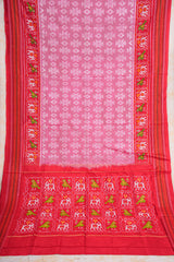 Handloom Ikat Silk Saree- Pastel Pink Bandhani Motif