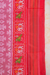 Handloom Ikat Silk Saree- Pastel Pink Bandhani Motif