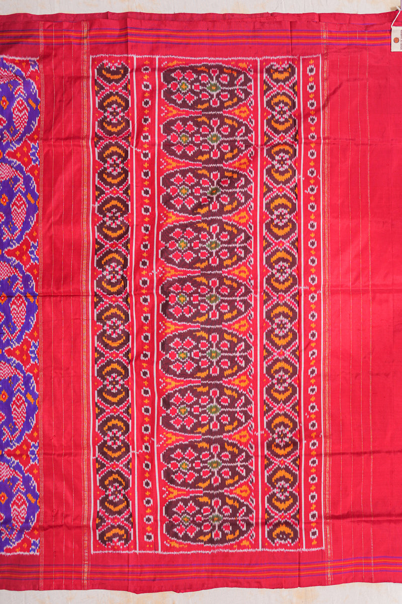 Handloom Ikat Silk Saree - Purple Fish Motif