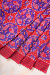 Handloom Ikat Silk Saree - Purple Fish Motif