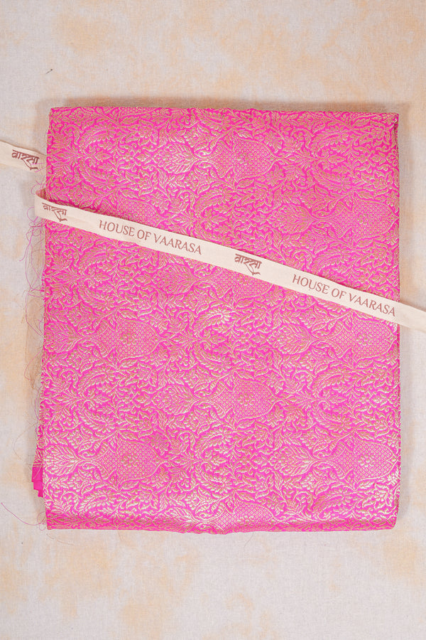 Handloom Banarasi Brocade Silk Fabric - Pink