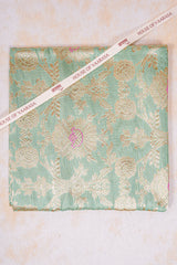 Handloom Banarasi Brocade Silk Fabric - Pastel Blue