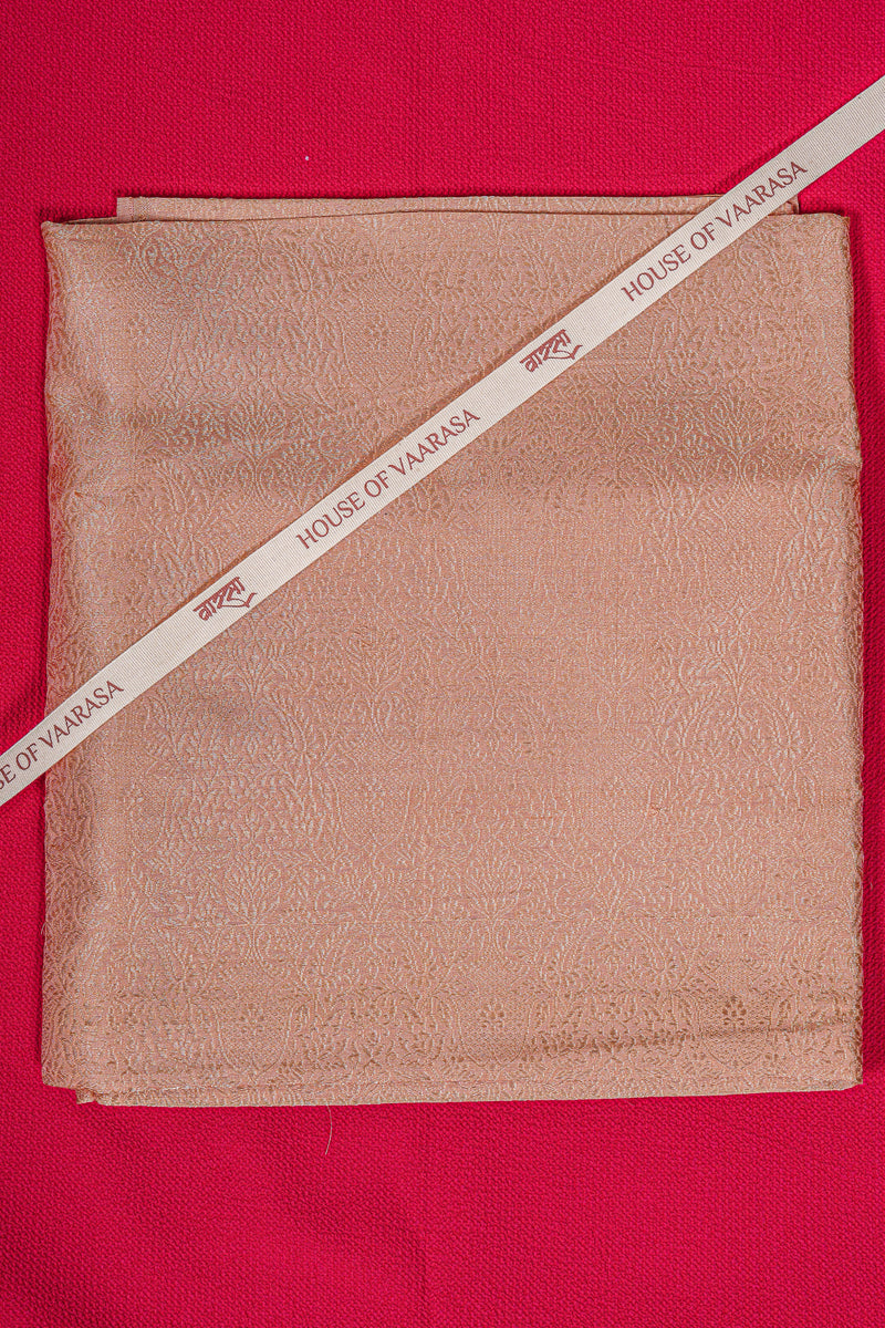 Handloom Banarasi Brocade Silk Fabric - Peach